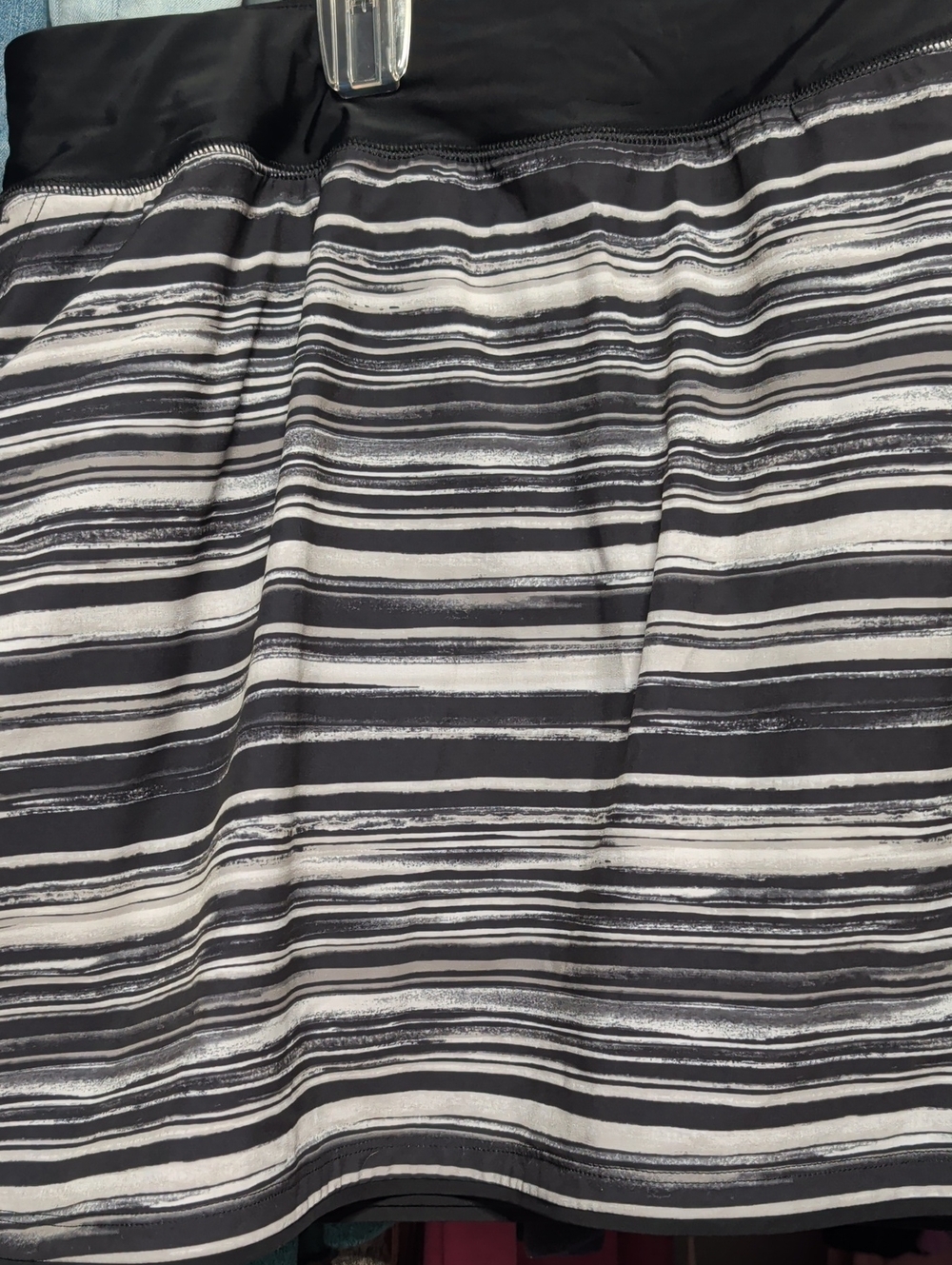 Lands End Classic Black & White Striped Skort W/ Pockets